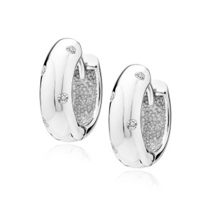 Cercei rotunzi argint Ø12 mm x 3 mm cu pietre DiAmanti Z2094DER_W-DIA (Argint 925‰ 1,7 g.)